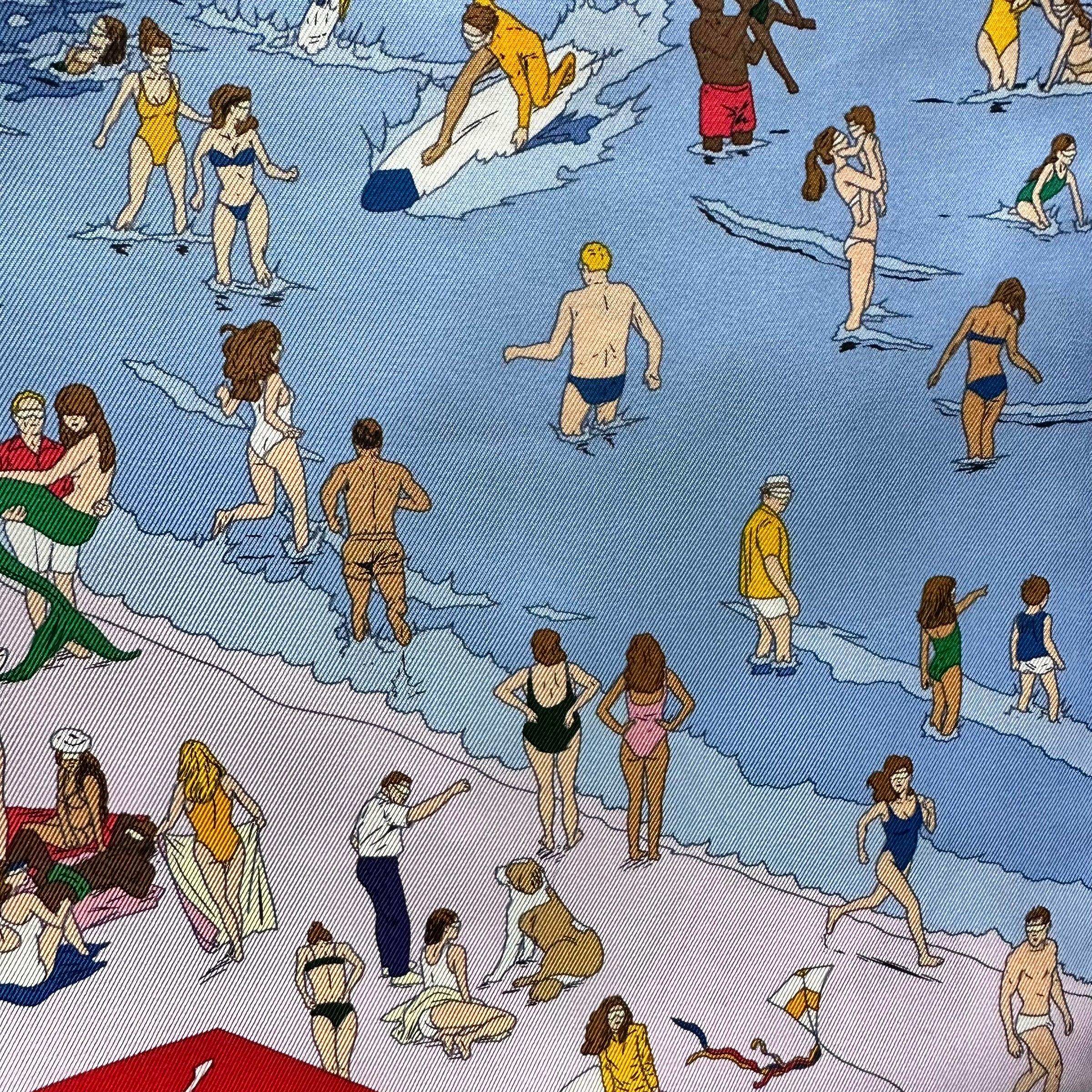 ON THE BEACH BY UGO BIENVENU - CARRE HERMES 90 SCARF - NEW